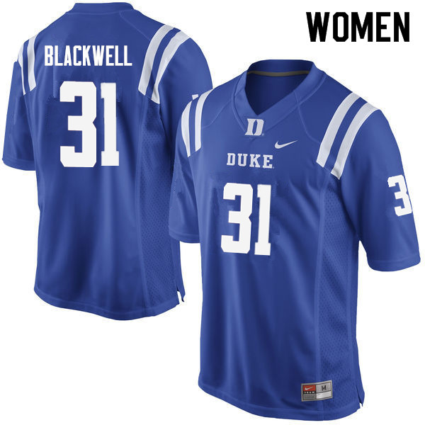 Women #31 Josh Blackwell Duke Blue Devils College Football Jerseys Sale-Blue